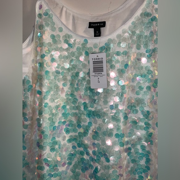Torrid Mini Iridescent Sequin Fringe Dress size 0 (L/12) - Picture 3 of 4